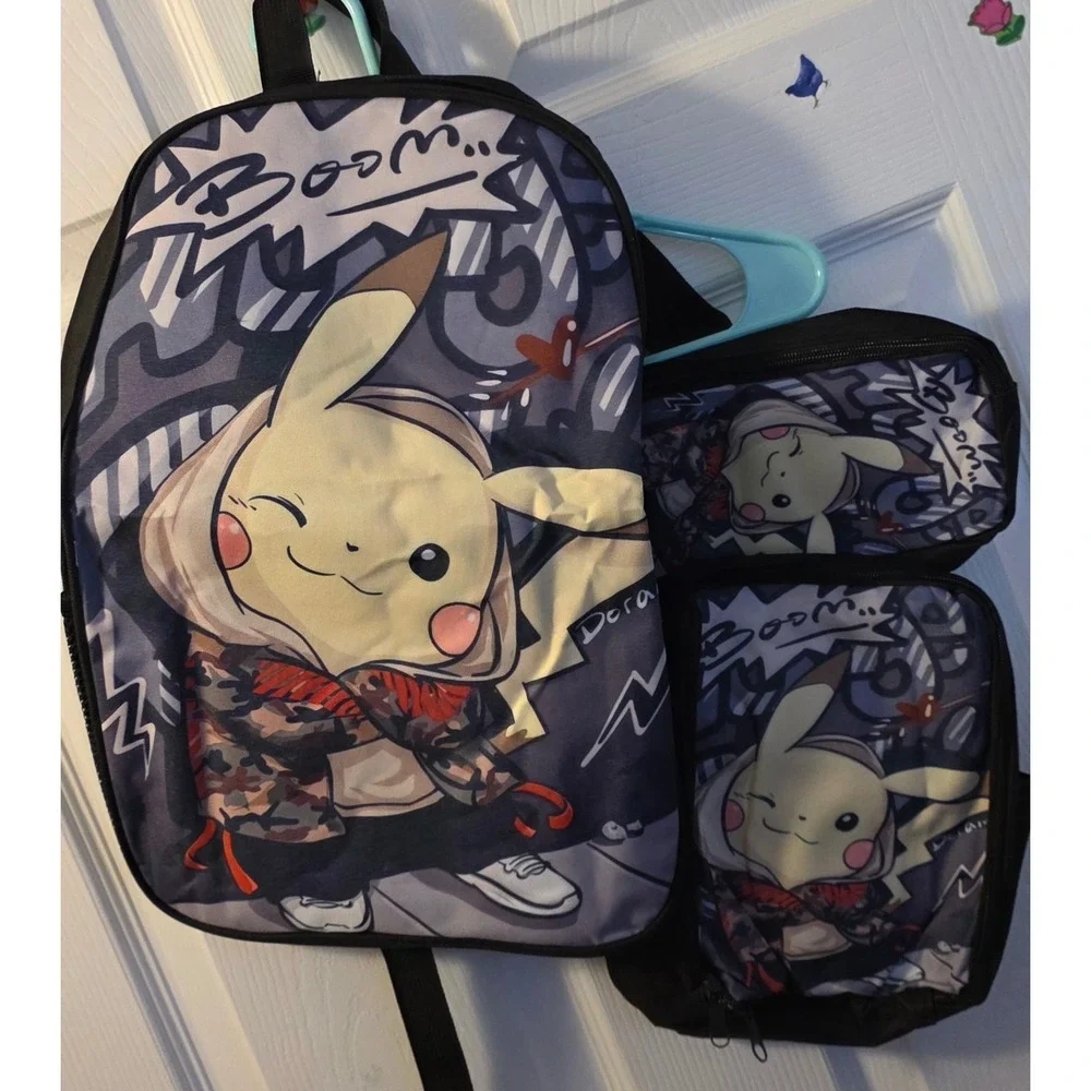 Pikachu Pokémon 3 Piece Backpack Lunchbox Pencil Case Set New Without Tags